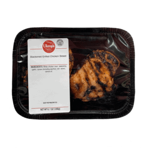 An individual serving of Ukrop's Blackened Grilled Chicken Breasts.