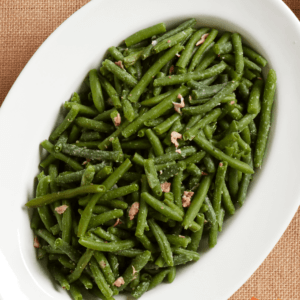 A large bowl of the Ukrop's Seasoned Green Beans.