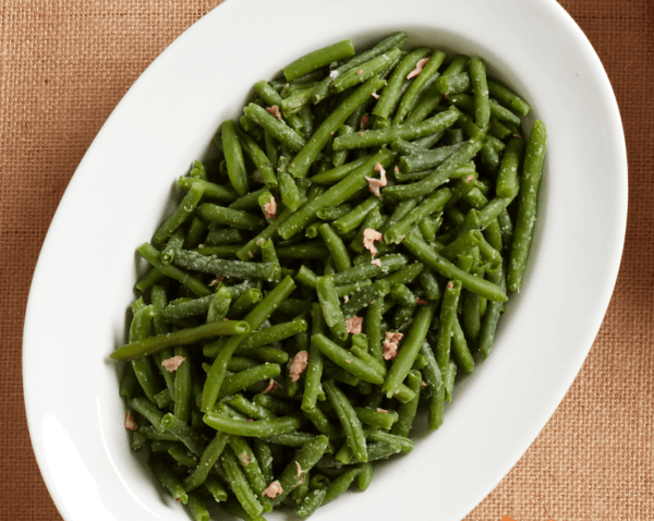 A large bowl of the Ukrop's Seasoned Green Beans.