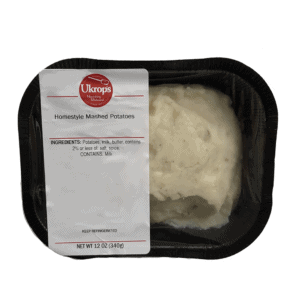 A container of the Ukrop's Homestyle Mashed Potatoes.