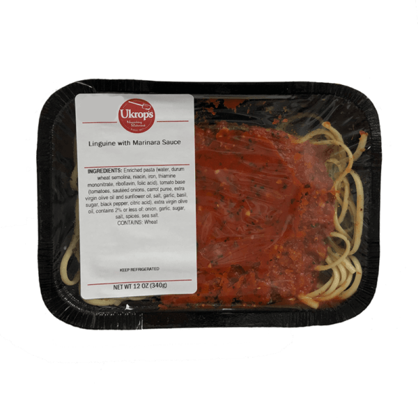 A container of Ukrop's Linguine with Marinara Sauce.