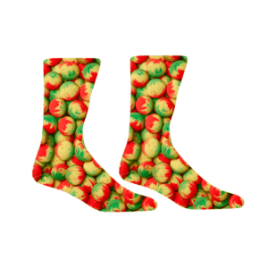 A pair of socks printed with the Ukrop's famous Rainbow Cookie.