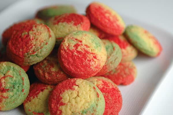 A close up of Ukrop's famous Rainbow Cookies on a plate.