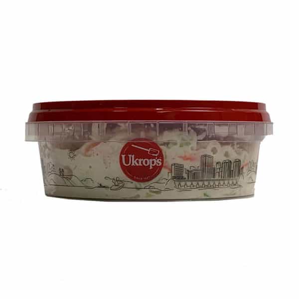 A container of the Ukrop's Seafood Salad.